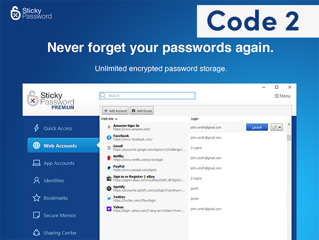 Sticky Password Family Pack: 1-Yr Subscription (Code 2)