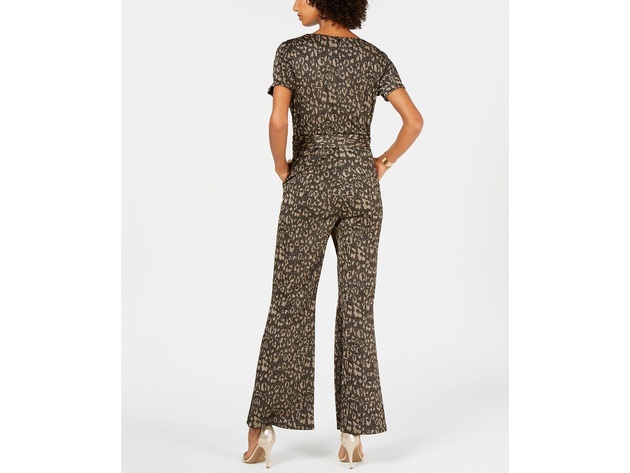 Ivanka Trump Women's Cheetah-Print Belted Jumpsuit Grey Size 6"
