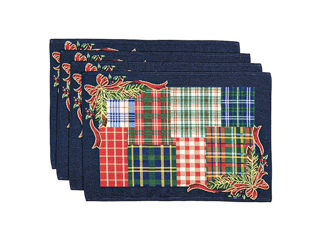 Homvare Table Placemats, Holiday Dinner, Parties, Home Décor, Woven Tapestry 13”X19”-Set of 4 - Blue
