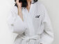 Sienna Terry Robe White with Black Monogram Letter - A