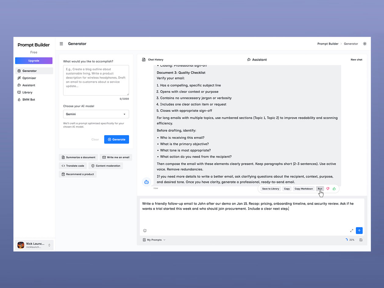 PromptBuilder - AI Prompt Engineer: Lifetime Subscription (Unlimited Plan)