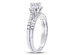 1.00 Carat (ctw G-H, I1) Three Stone Diamond Engagement Ring Bridal Wedding Band Set 14K White Gold - 6