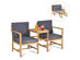 Costway 3 in 1  Patio Table Chairs Set Solid Wood Garden Furniture - Natural Teak