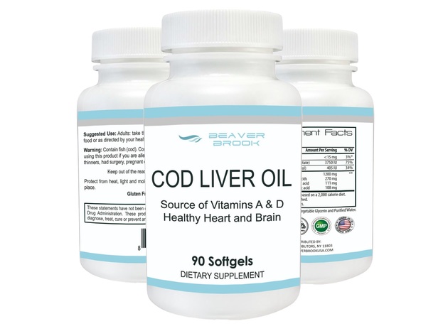 Beaver Brook Cod Liver Oil 1,200mg Dietary Supplement - 180 Softgels
