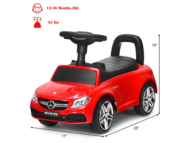 AMG Mercedes Benz Licensed Kids Ride On Push Car with Music Horn and Storage White\Black\Red - Red