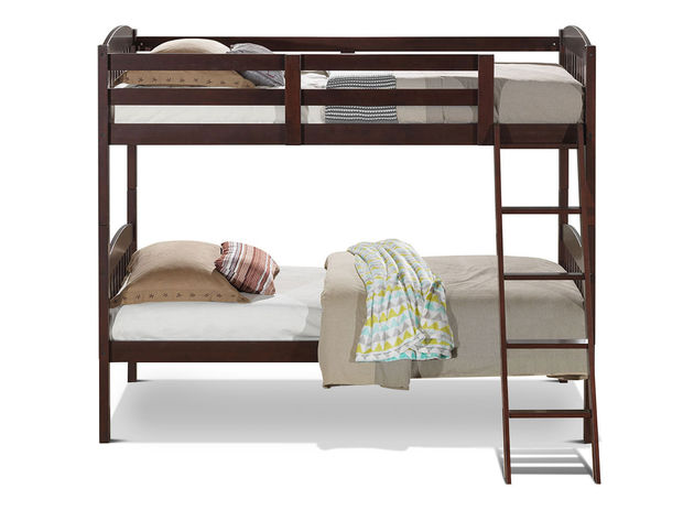Costway Wood Solid Hardwood Twin Bunk Beds Detachable Safety Rail