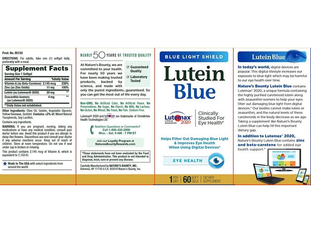 Nature's Bounty Lutein Blue Eye Health Supplements with Vitamin A and Zinc, 60 Count
