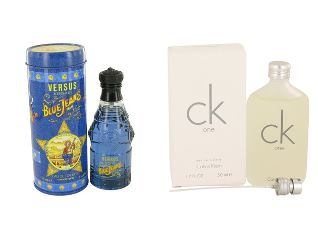Gift set  BLUE JEANS by Versace EDT Spray (New Packaging) 2.5 oz And  CK ONE EDT Pour/Spray (Unisex) 1.7 oz