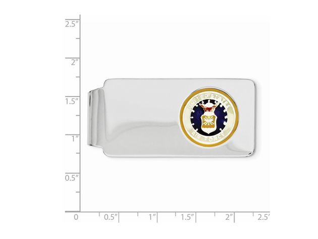 U.S. Air Force Money Clip in Sterling Silver with Rhodium Plating