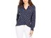Charter Club Women's Petite Printed Split-Neck Top Blue Size Small