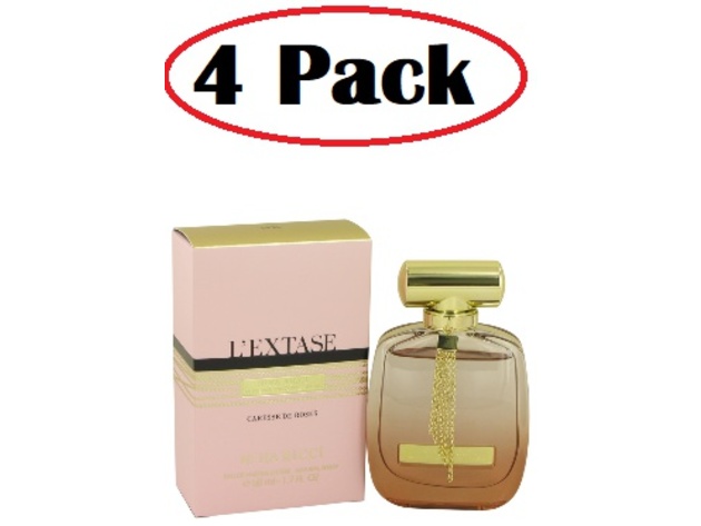 4 Pack of Nina L'extase Caresse De Roses by Nina Ricci Eau De Parfum Legere Spray 1.7 oz
