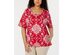 Karen Scott Women's Plus Size Bandana Lace Printed Top Bright Red Size XX Large