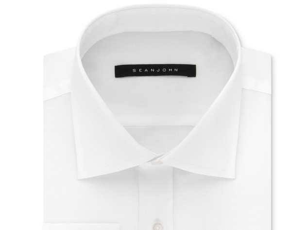 Sean John Men's Classic Solid French Cuff Cotton Dress Shirt White Size 17-36-37