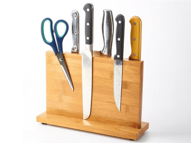 Magnetic Bamboo Multi-Function Knife Holder