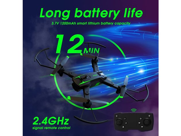 Drone Equipped with RGB Fan Blades, Dual 4K Camera, Three-way Obstacle Avoidance Camera, 4 Extra Blades and 2 Batteries