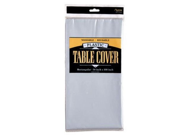 Solid Color Plastic Tablecover Table Cover - Silver