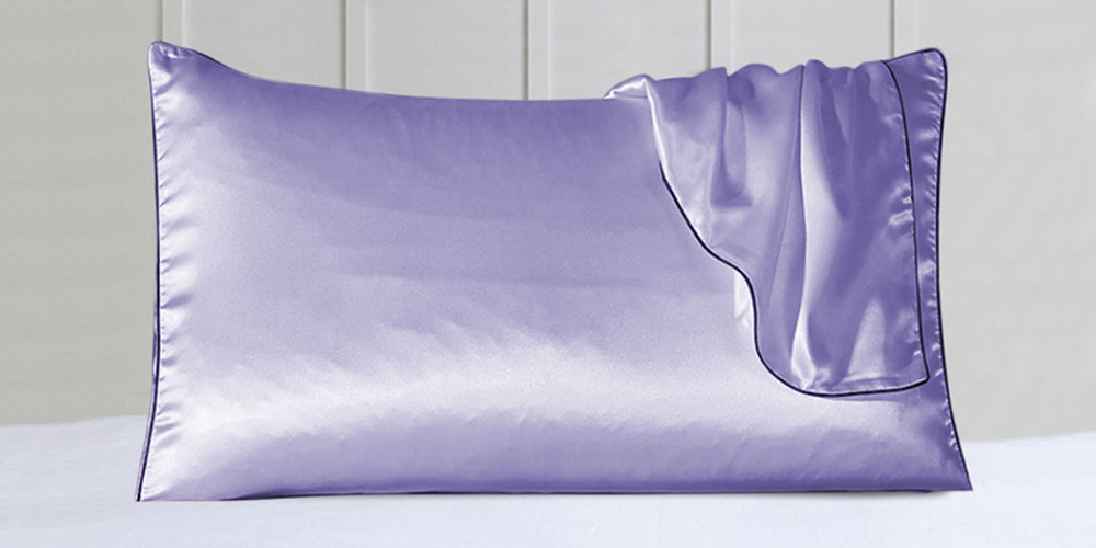 100% Silk Pillowcases with Trim: Set of 2 (Lavender)