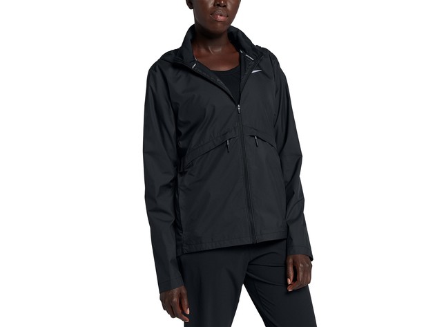 Nike Women's Essential Packable Hooded Running Jacket Black Size Medium