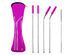 Stainless Steel Straw 4-Pc Set with Carrying Case & Cleaning Brush (Pink)