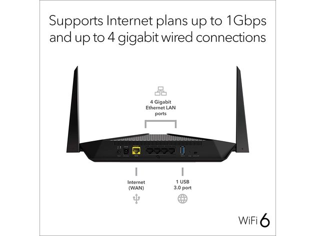 Netgear RAX40-100NAS Nighthawk 4-Stream AX4 Wi-fi 6 Router AX3000 Wireless Speed (New)