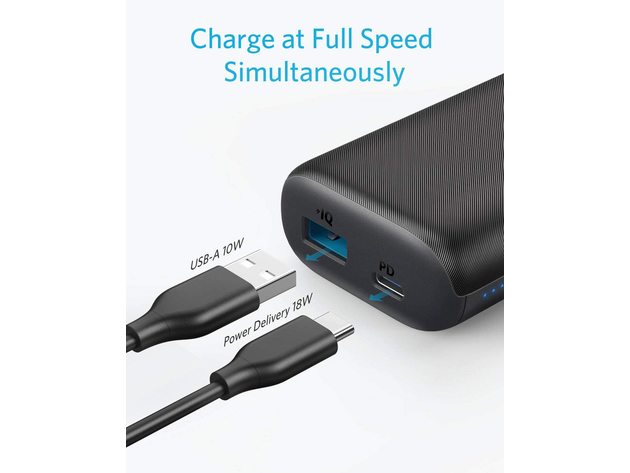 Anker PowerCore PD+ 18 Watt USB type C, USB, USB type A Portable Charger Power Delivery Power Bank, Black