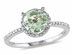 1.15 Carat (ctw) Green Amethyst Halo Ring in Sterling Silver with Accent Diamonds - 9.5