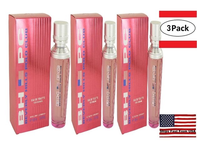3 Pack BEVERLY HILLS POLO CLUB by Beverly Fragrances Eau De Toilette Spray 3.4 oz for Women