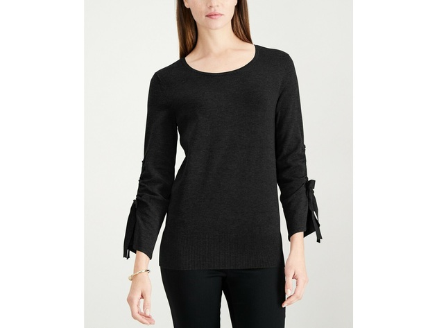 Alfani Women's 3/4 Bow-Sleeve Sweater Black Size Small