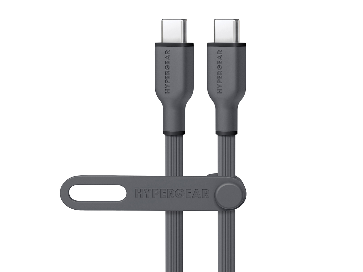 Flexi Pro USB-C to USB-C Soft-Touch Silicone Fast Charge Cable (15ft/Gray)