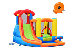 Costway Inflatable Bounce House Kid Water Splash Pool Slide Jumping Castle w/740W Blower