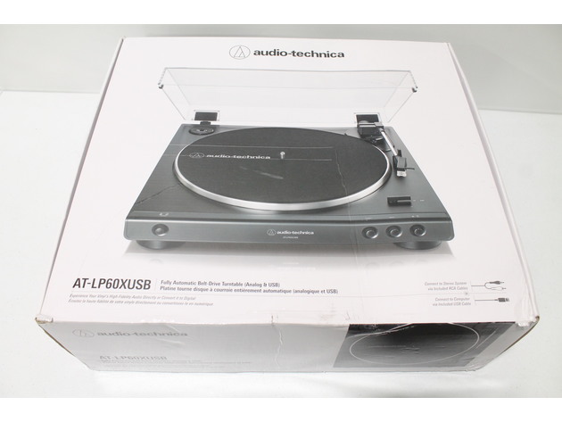 Audio-Technica AT-LP60XUSB-BK Fully Automatic Belt-Drive Turntable Stereo- Black
