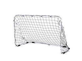 Costway 6' x 4' Steel Football Soccer Goal Net Gate Backyard Outdoor Sports Weatherproof - white gate frame, black net.