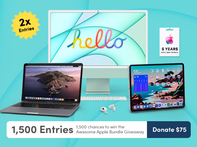 1,500 Entries to Win the Awesome Apple Bundle Giveaway ft. iMac, iPad Pro, MacBook Pro, and More & Donate to Charity