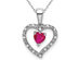 1/6 Carat (ctw) Natural Ruby Heart Pendant Necklace in 14K White Gold with Chain and Accend Diamonds