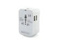 Worldwide Power Adapter and Travel Charger with Dual USB Ports - White