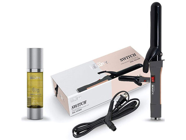 Cortex Beauty Switch Curling Iron & Argan Oil Hair Serum Bundle (Grey/Rose Gold) - Product Image