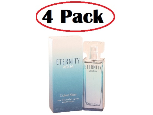 4 Pack of Eternity Aqua by Calvin Klein Eau De Parfum Spray 1 oz