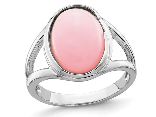 3/5 Carat (ctw) Natural Pink Opal Ring in Sterling Silver - 8