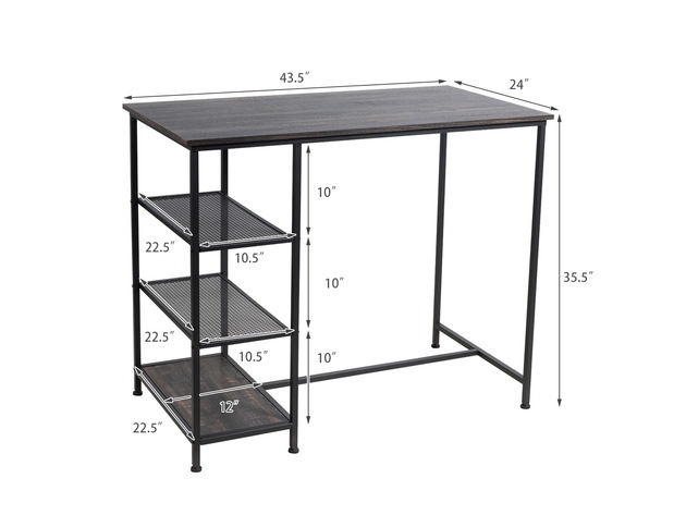 Costway Bar Pub Table Industrial Counter Black Dining Table with Metal Frame - As the picture shows