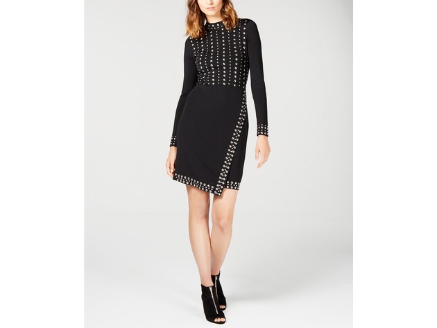INC International Concepts Women's Studded Sweater Dress Black Size Medium