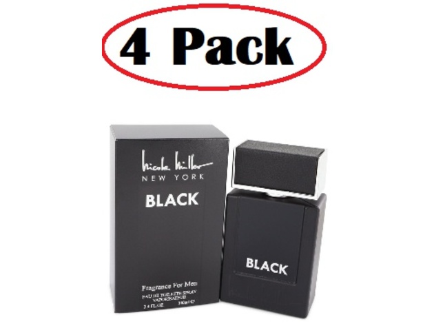 4 Pack of Nicole Miller Black by Nicole Miller Eau De Toilette Spray 3.4 oz