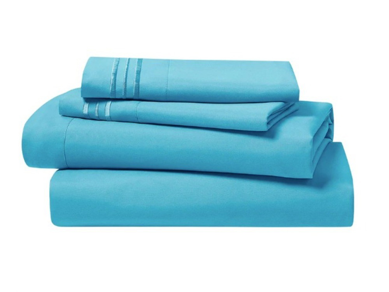 The Luxe 4-Piece Microfiber Bed Sheet Set (Blue/Twin)