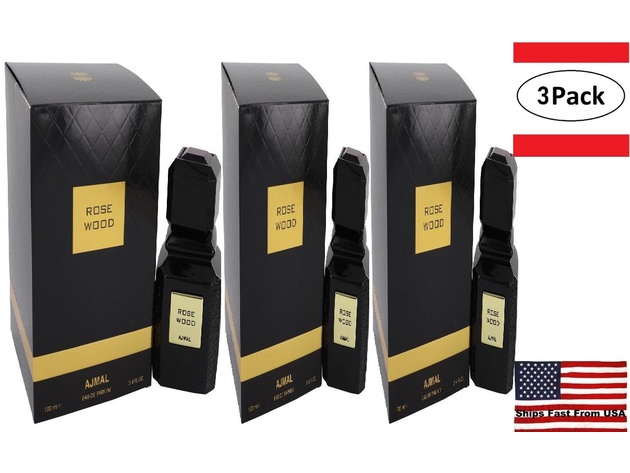3 Pack Ajmal Rose Wood by Ajmal Eau De Parfum Spray 3.4 oz for Women