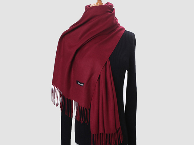 Lavisha Cashmere-Blend Shawl (Wine Red)