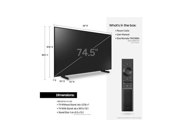 Samsung UN75AU8000 75 inch AU8000 Crystal UHD Smart TV