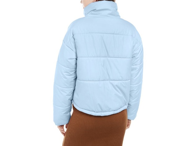 Celebrity Pink Juniors' Cropped Puffer Coat Blue Size Extra Large
