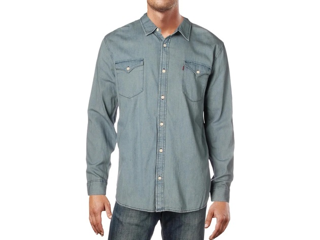 Levi's Men's Matthew New Western Denim Shirt Blue Size Small