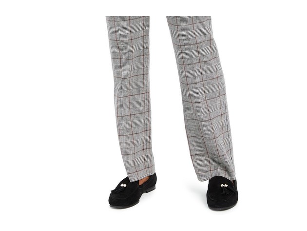 Charter Club Women's Petite Plaid Straight-Leg Pants Gray Size 12