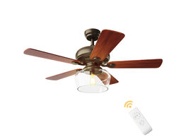 Costway 52" Vintage Ceiling Fan Light w/ Remote Control Reversible Blades Home Indoor - Brown