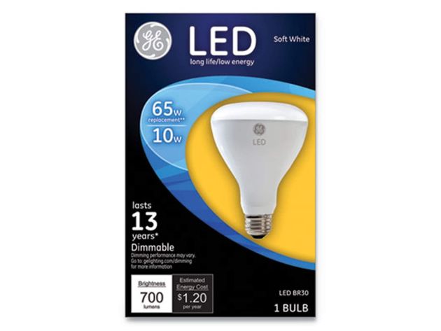 GE 40893 LED BR30 Dimmable Soft White Reflector Indoor Flood Light Bulb, 10 Watt